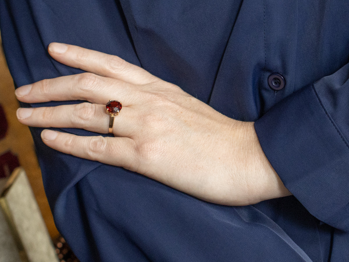 Round-Cut Vintage Garnet Solitaire Ring