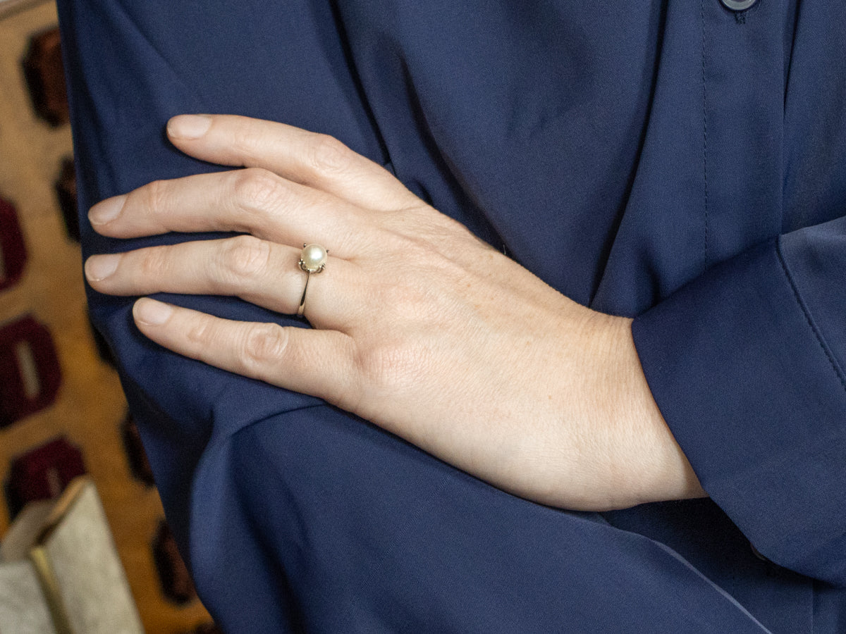 Saltwater Pearl Solitaire Ring