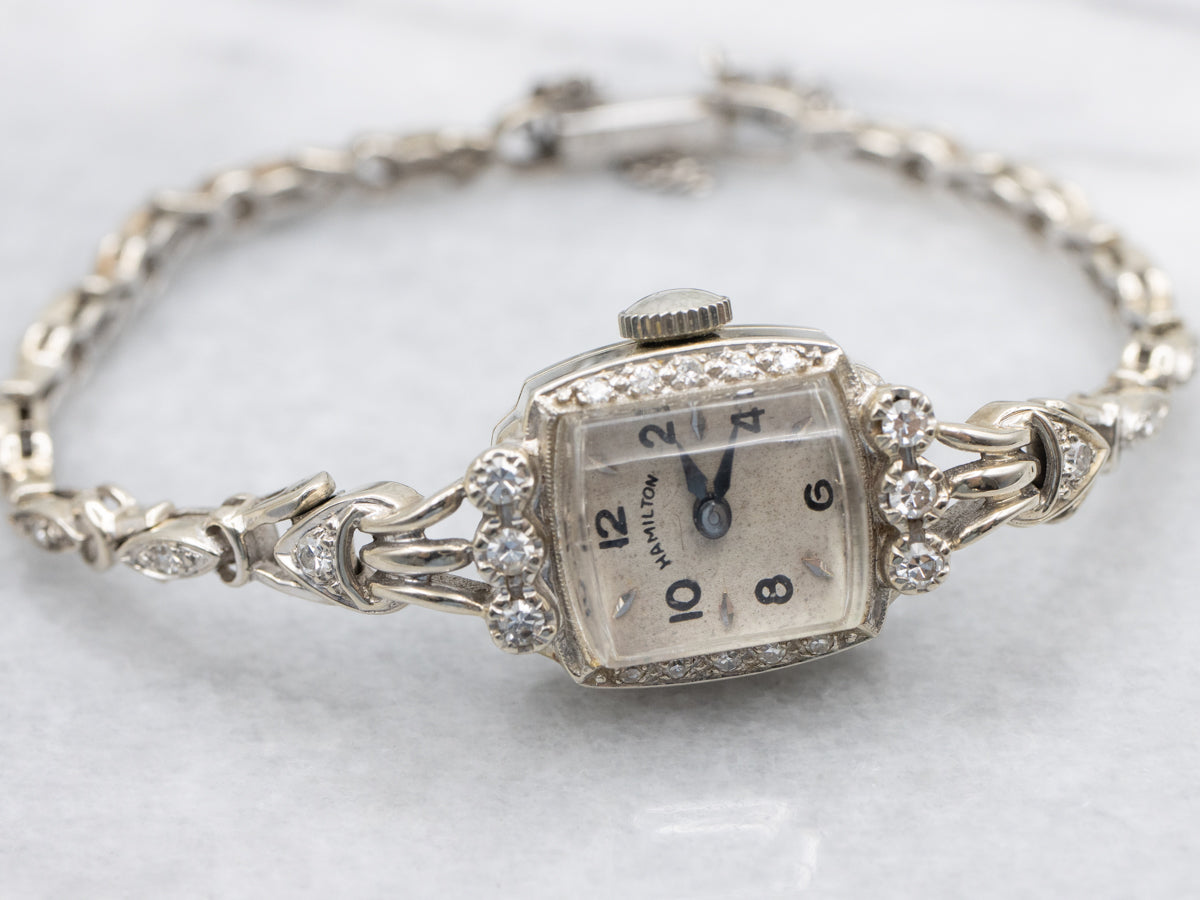 Vintage Gold and Diamond Ladies Hamilton Wrist Watch