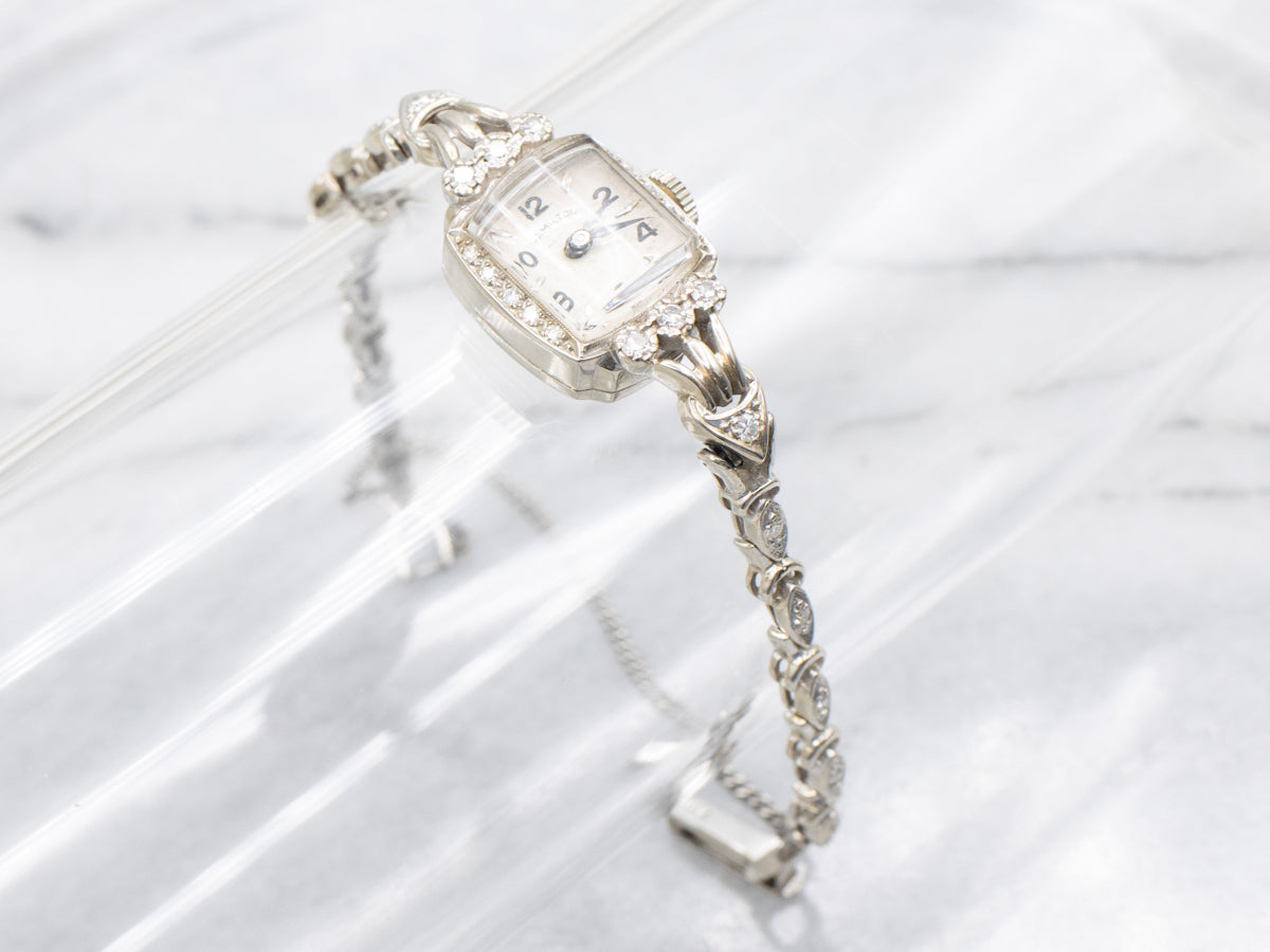 Vintage Gold and Diamond Ladies Hamilton Wrist Watch
