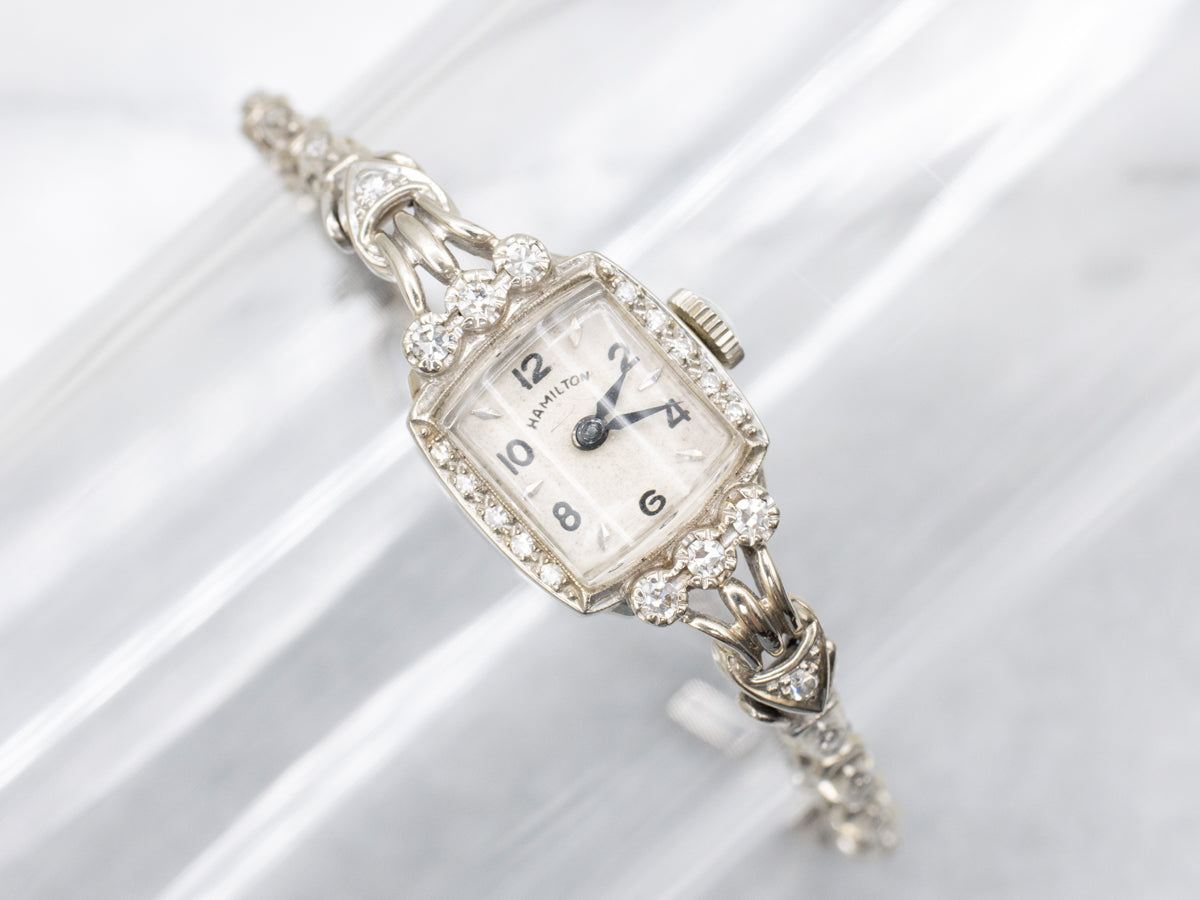 Vintage Gold and Diamond Ladies Hamilton Wrist Watch