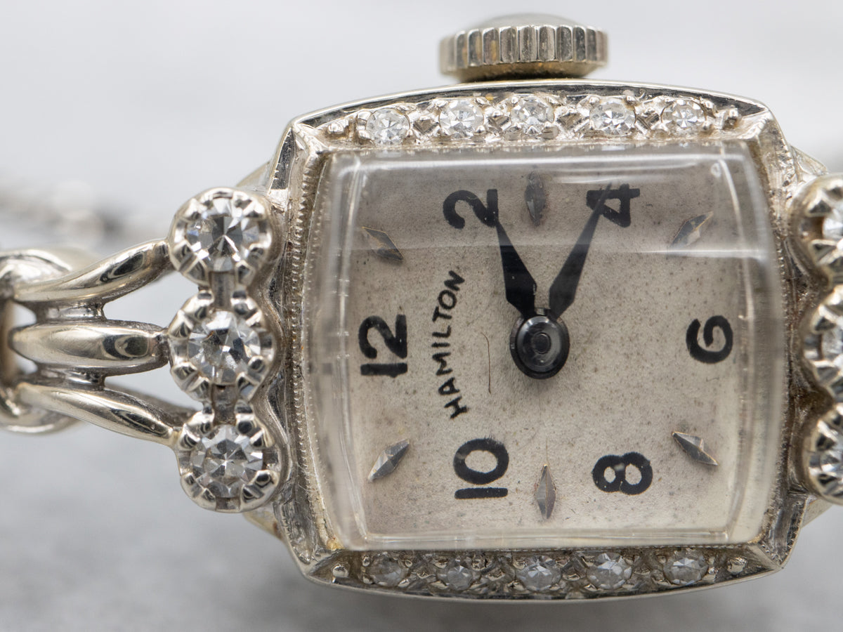 Vintage Gold and Diamond Ladies Hamilton Wrist Watch