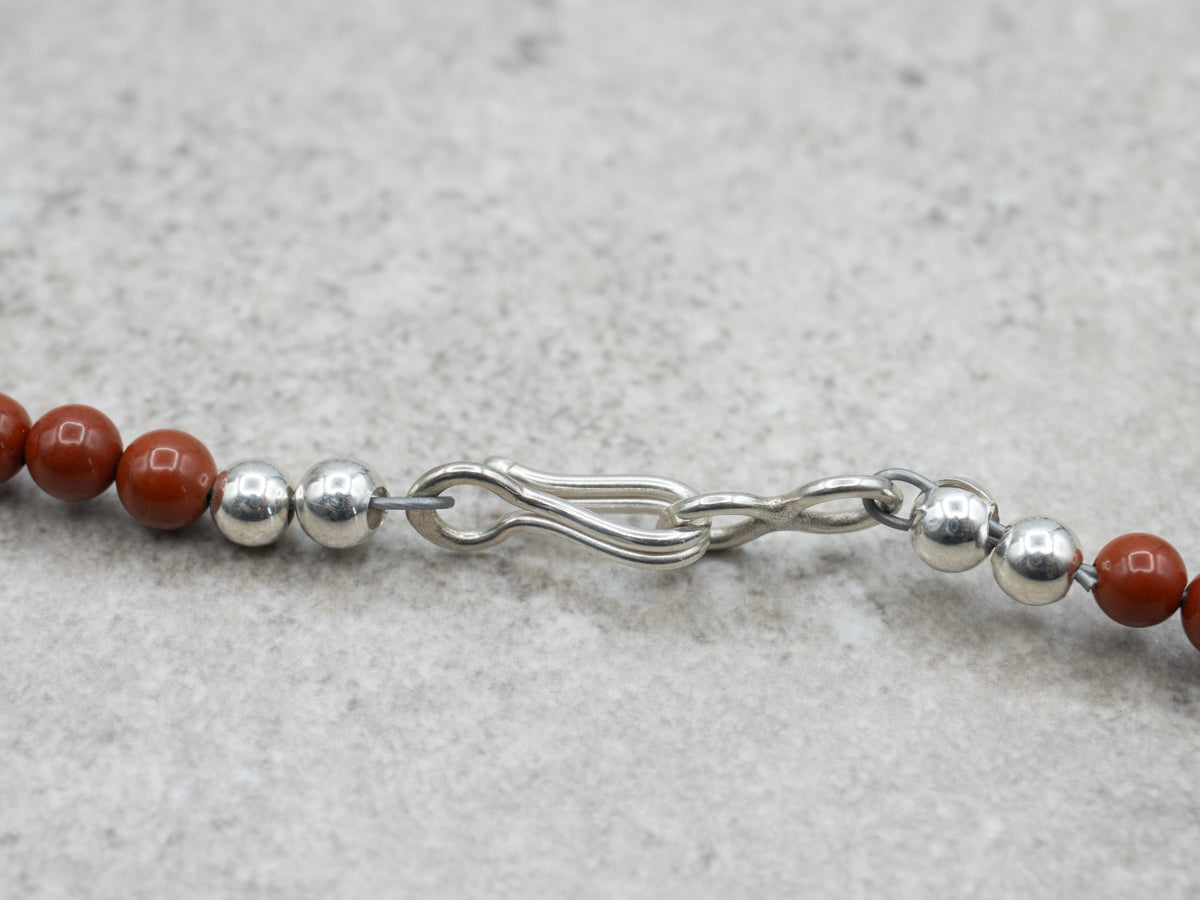 Sterling Silver Black Onyx Carnelian Turquoise and Wampum Shell Beaded Necklace