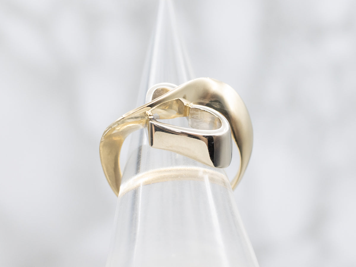 Two Tone Gold Twisting Heart Ring