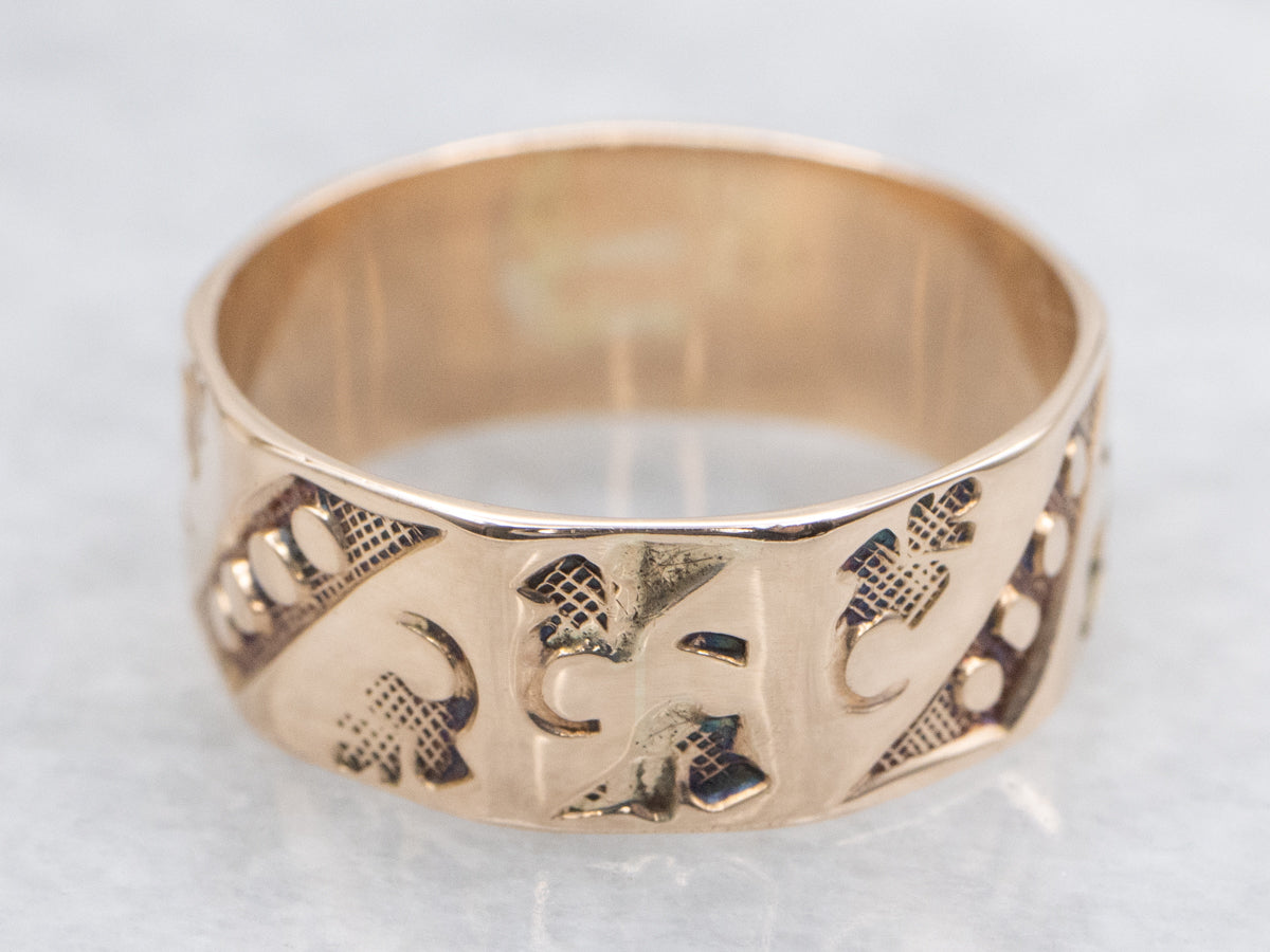 Antique Rose Gold Patterned Cigar Band