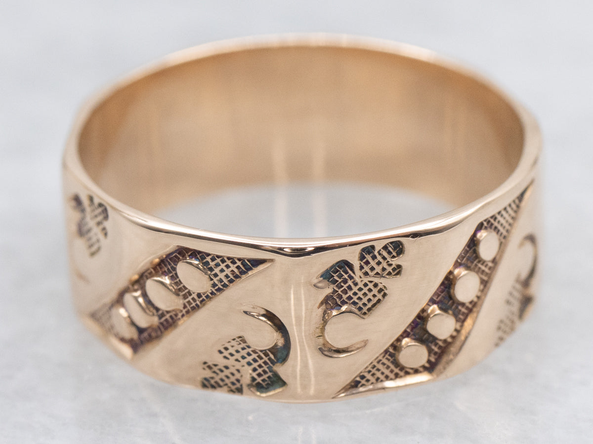 Antique Rose Gold Patterned Cigar Band