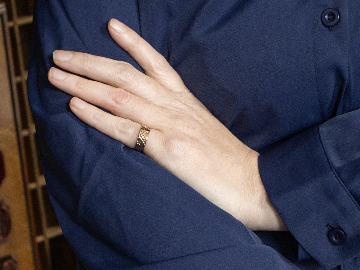 Antique Rose Gold Patterned Cigar Band