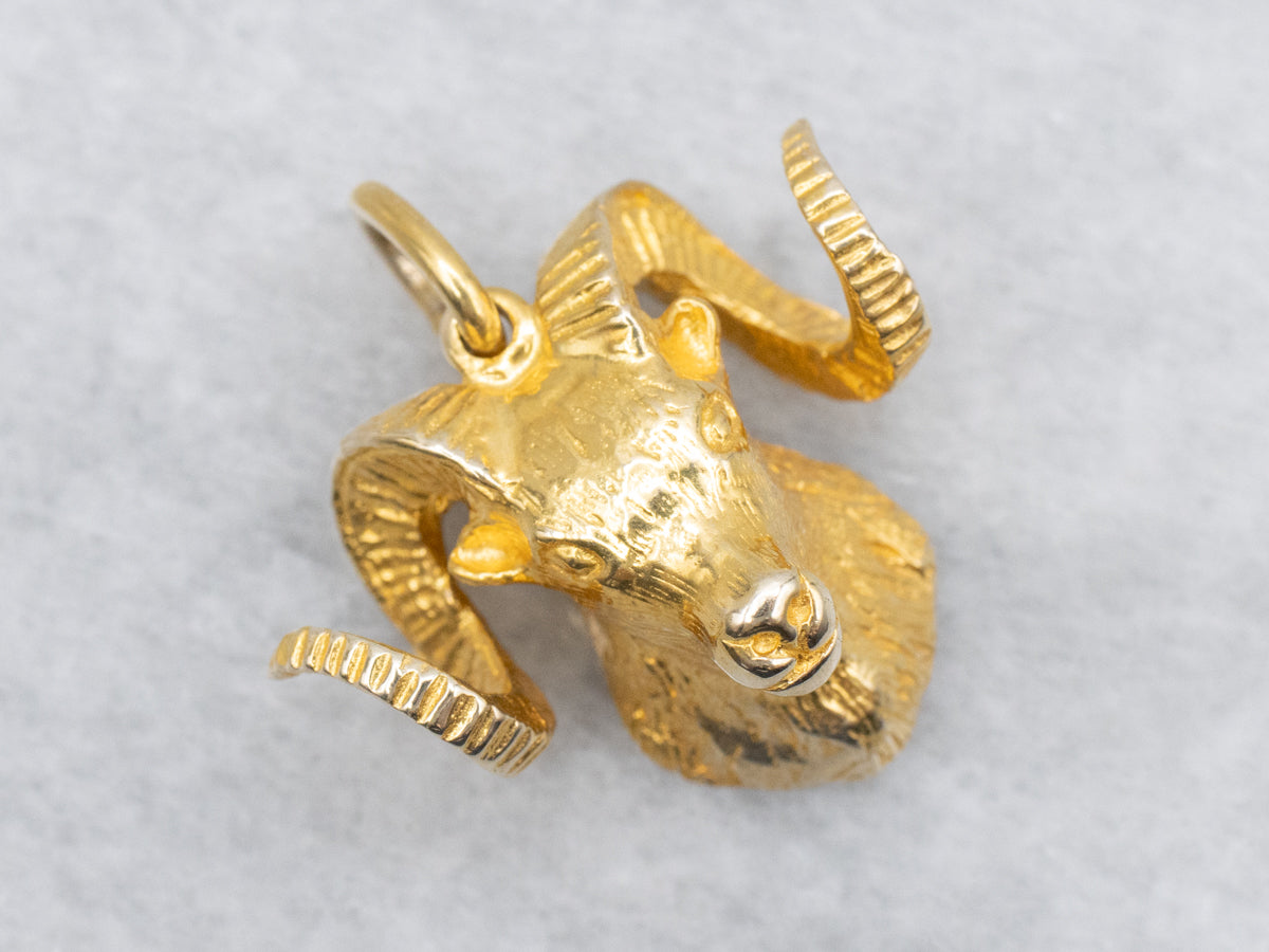 Polished Gold Ram's Head Pendant