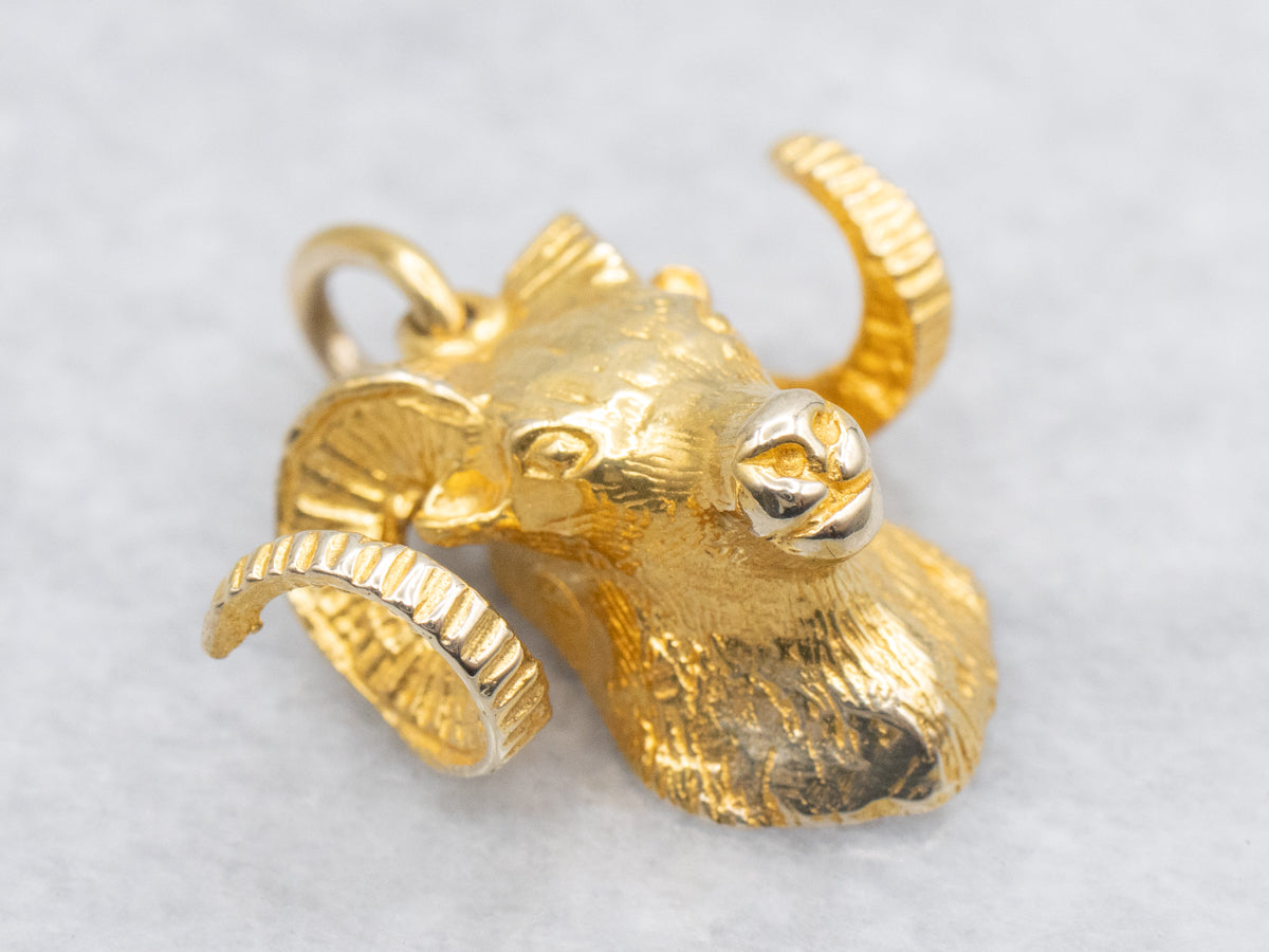 Polished Gold Ram's Head Pendant