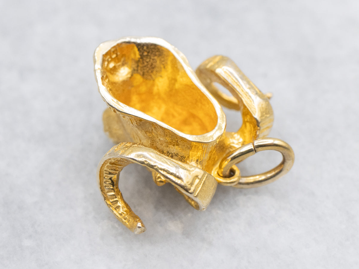 Polished Gold Ram's Head Pendant