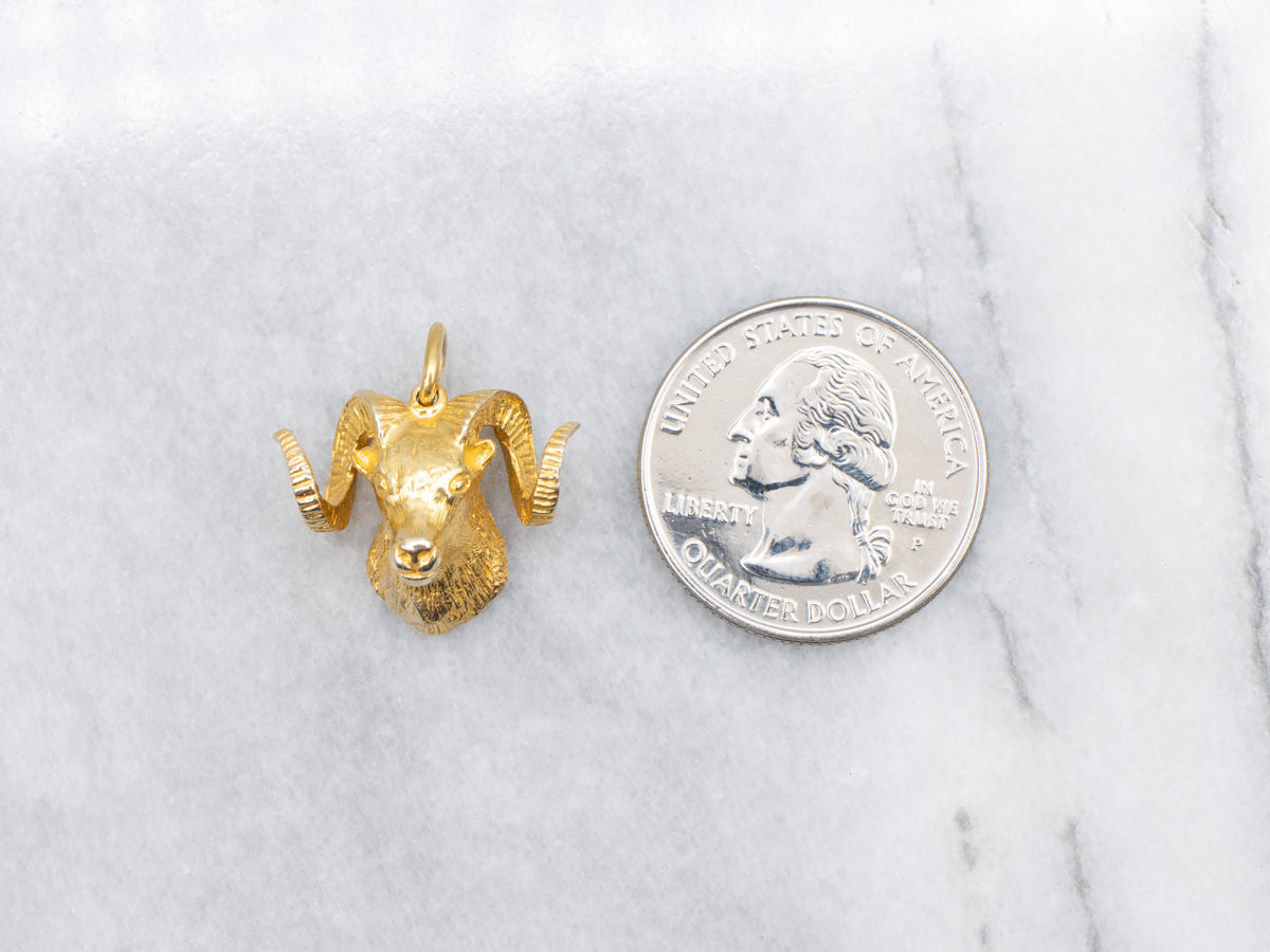 Polished Gold Ram's Head Pendant