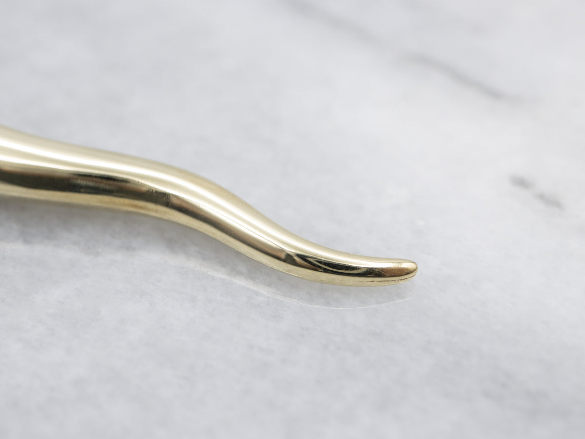 Long Gold Italian Horn Pendant