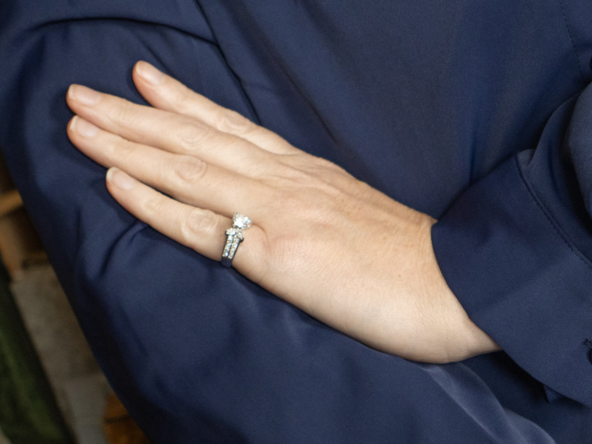 Modern Brilliant Diamond Engagement Ring with Mix-Cut Diamond Accents