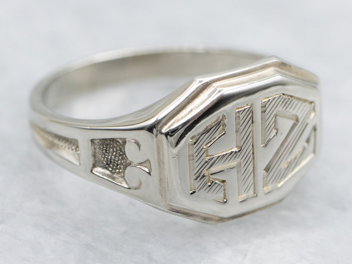 Antique Ostby and Barton "HZ" Monogrammed Signet Ring