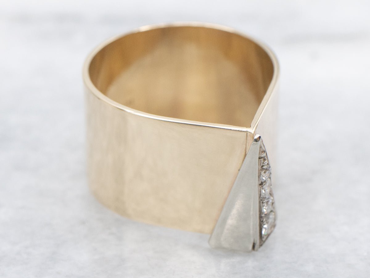 Modernist Two-Tone Gold Diamond Ring