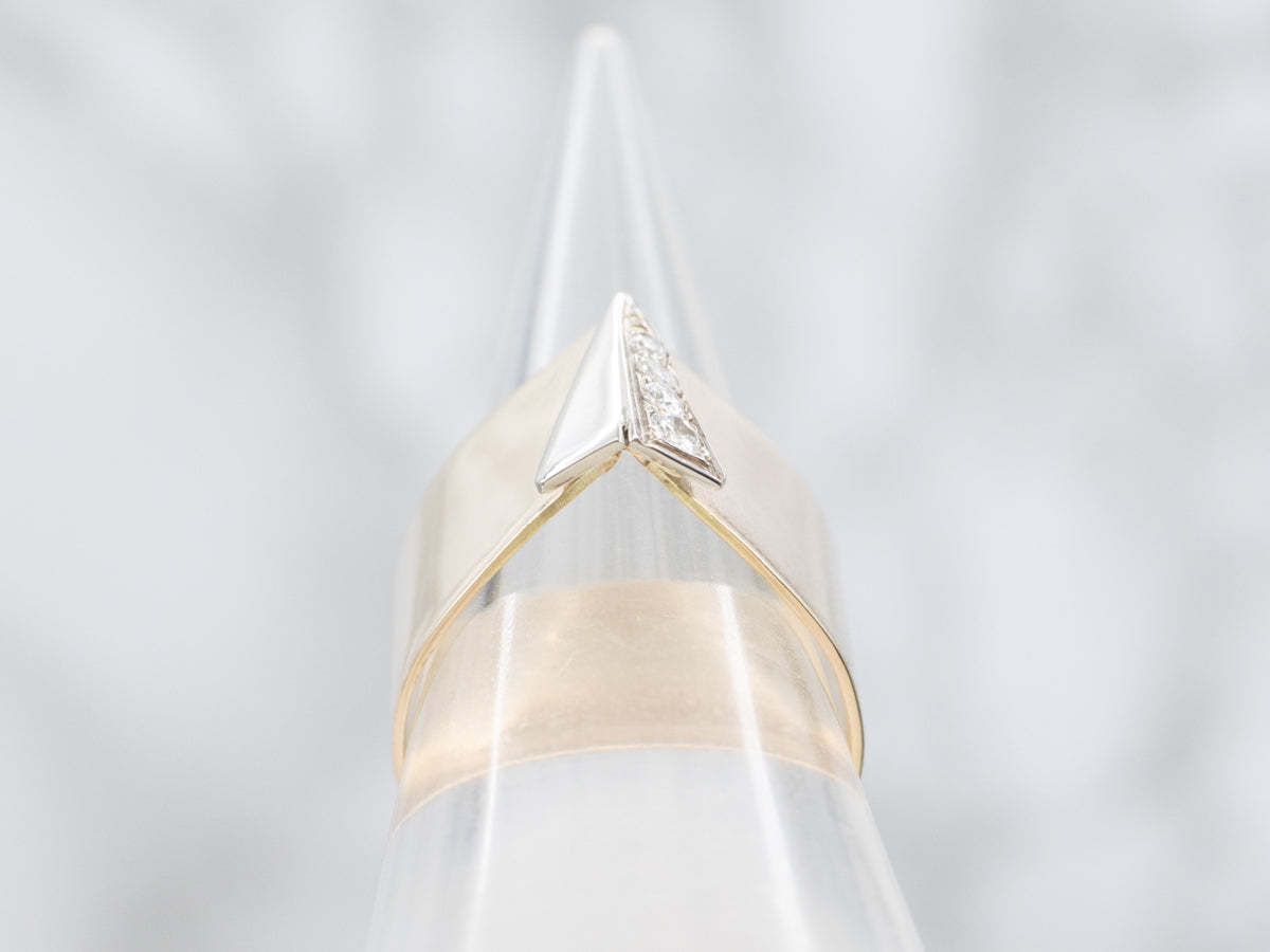 Modernist Two-Tone Gold Diamond Ring