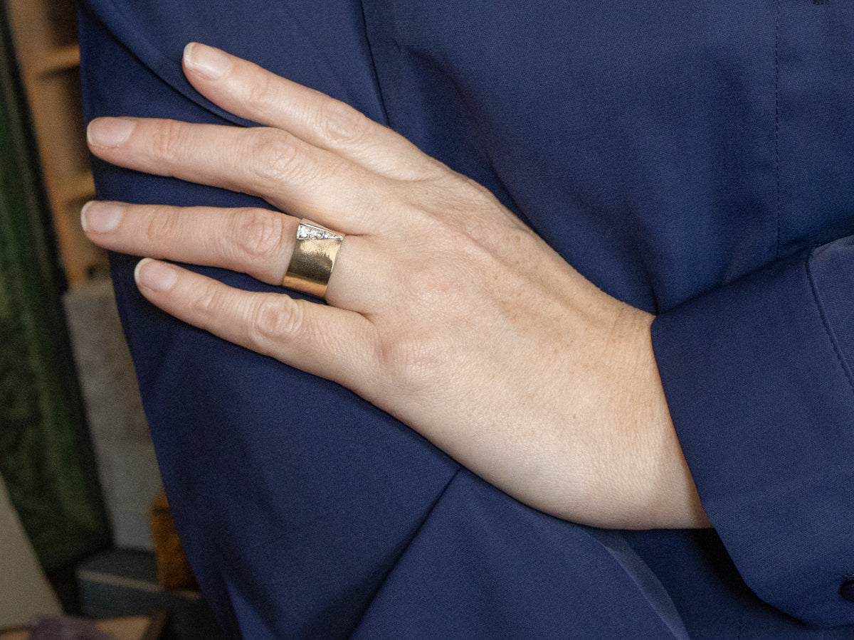 Modernist Two-Tone Gold Diamond Ring