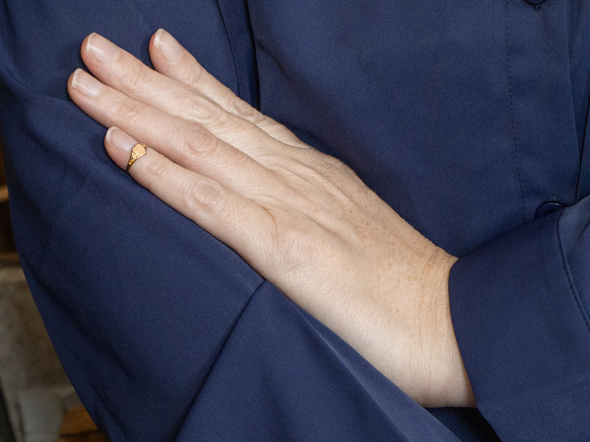 Mini Heart-Shaped Signet Ring with "JP" Initials