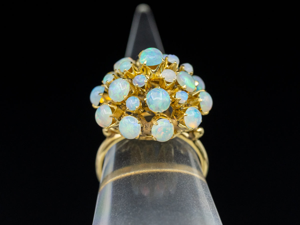 Atomic Opal and Gold Cluster Cocktail Ring