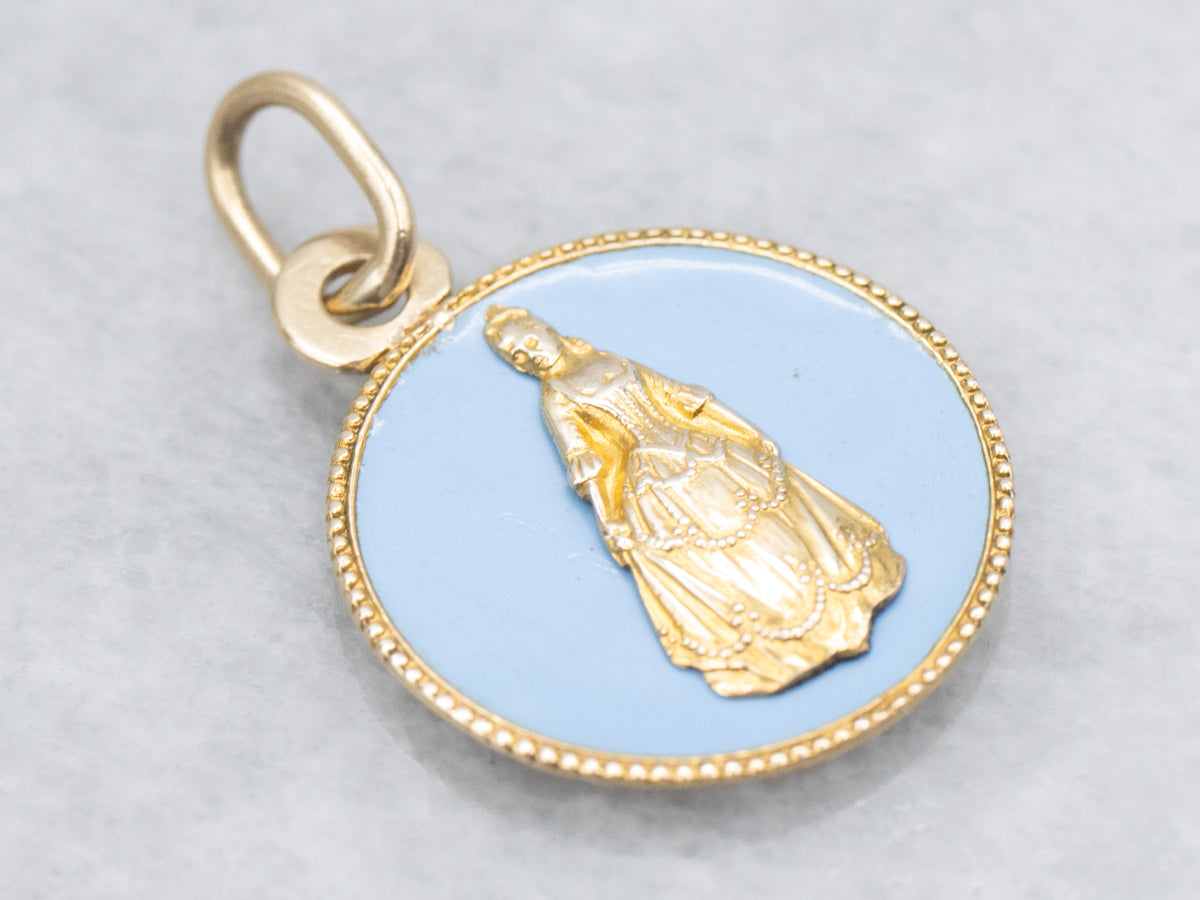 The National Society of the Colonial Dames of America Enamel and Gold Pendant