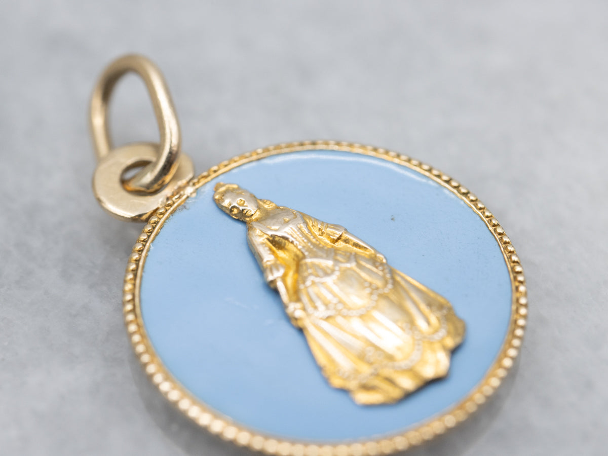 The National Society of the Colonial Dames of America Enamel and Gold Pendant