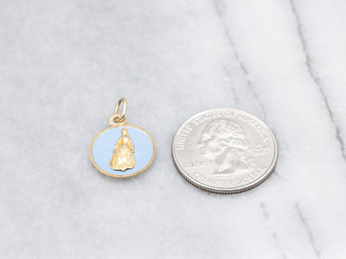 The National Society of the Colonial Dames of America Enamel and Gold Pendant