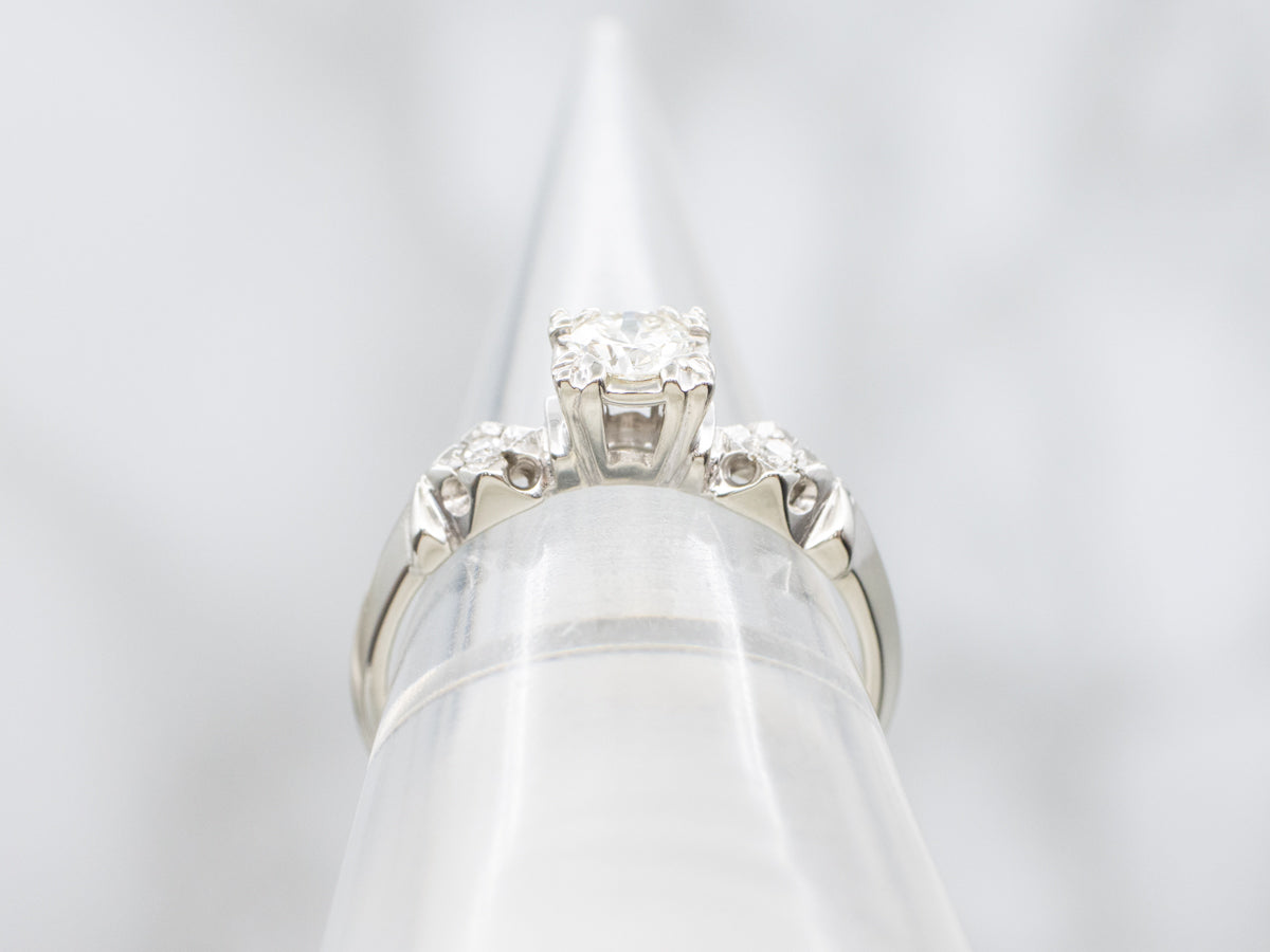 Vintage European Cut Three Stone Engagement Ring