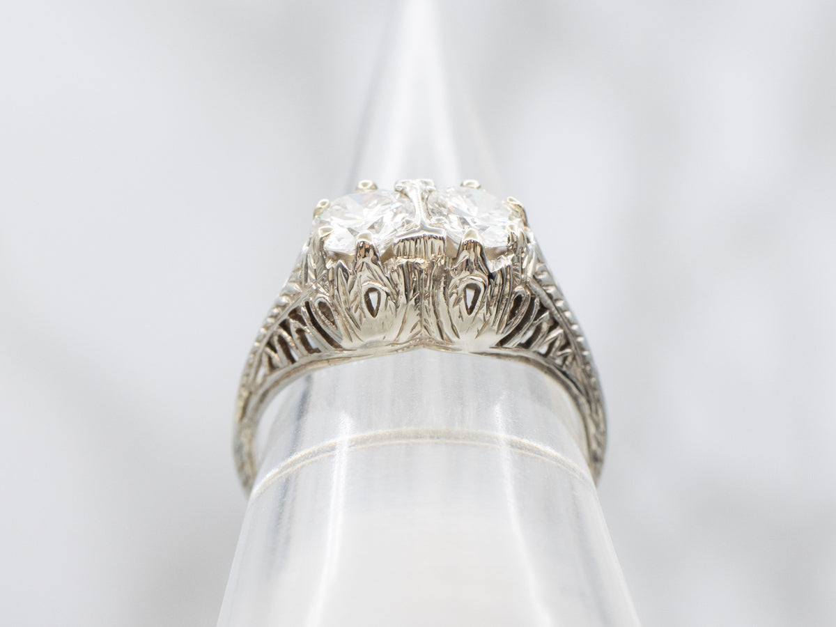 Double Old European Cut Diamond Antique Engagement Ring