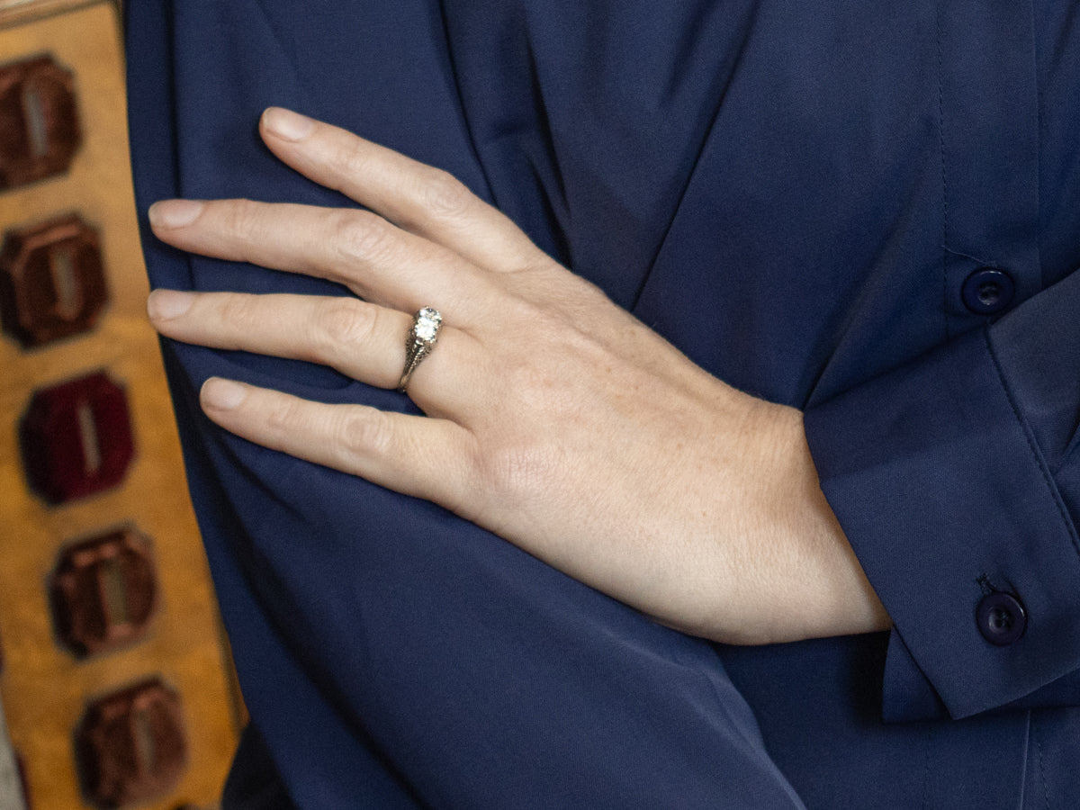 Double Old European Cut Diamond Antique Engagement Ring