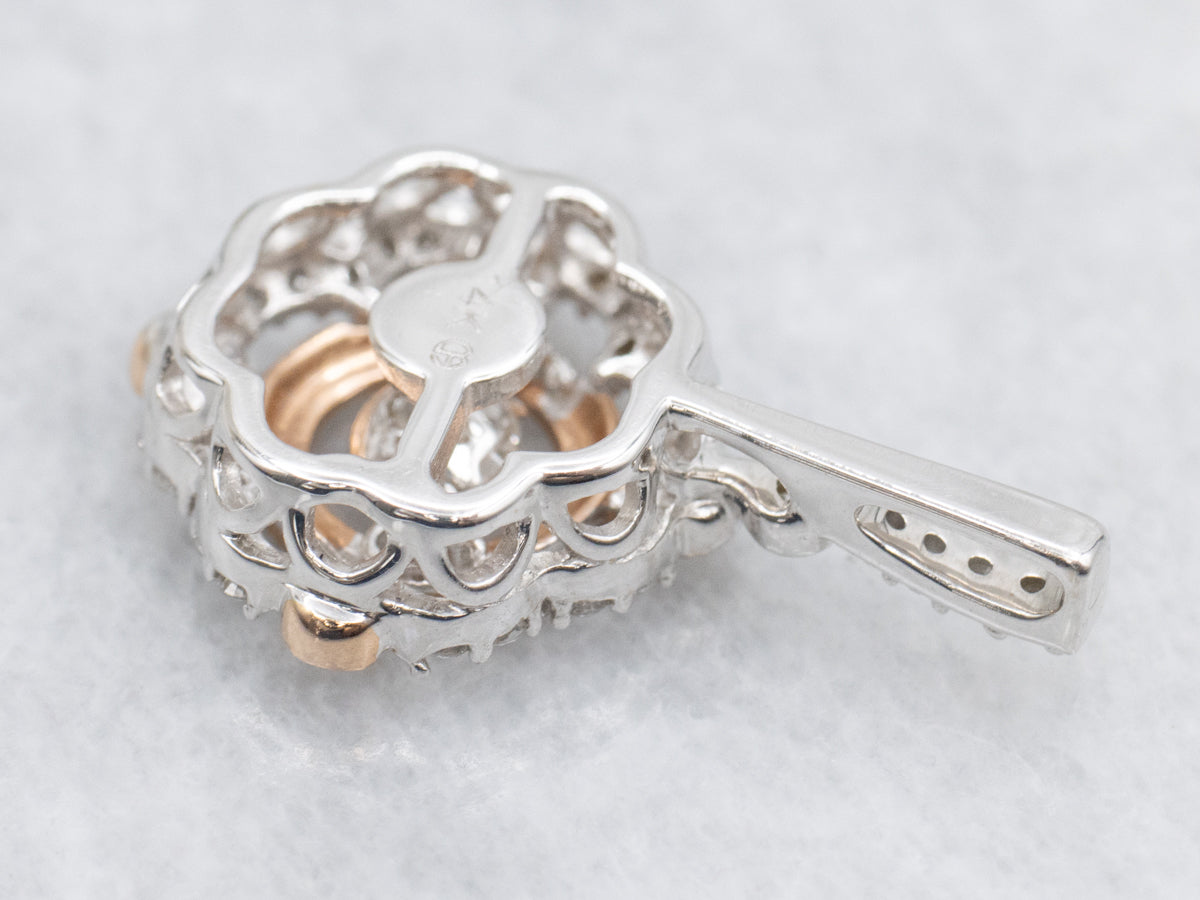 Modern Gold Floating Diamond Drop Pendant