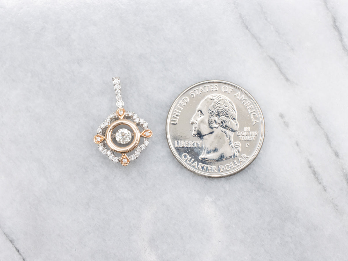 Modern Gold Floating Diamond Drop Pendant