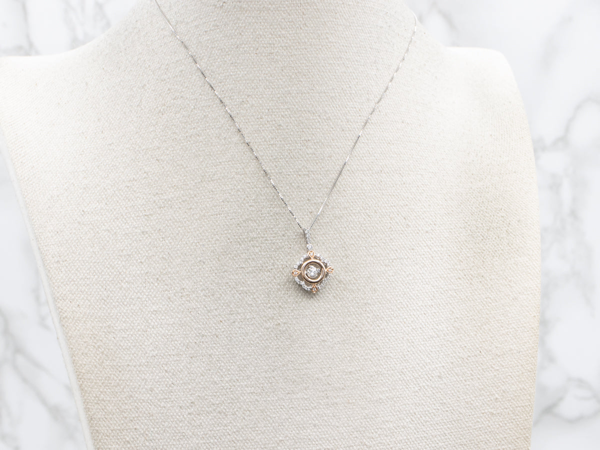 Modern Gold Floating Diamond Drop Pendant