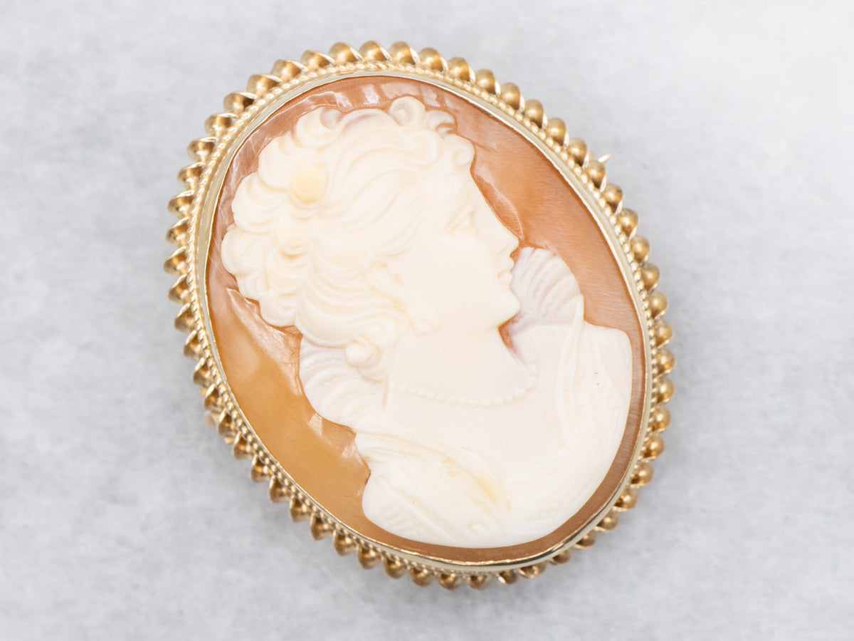 Vintage Gold Medieval Women Cameo Pin or Pendant
