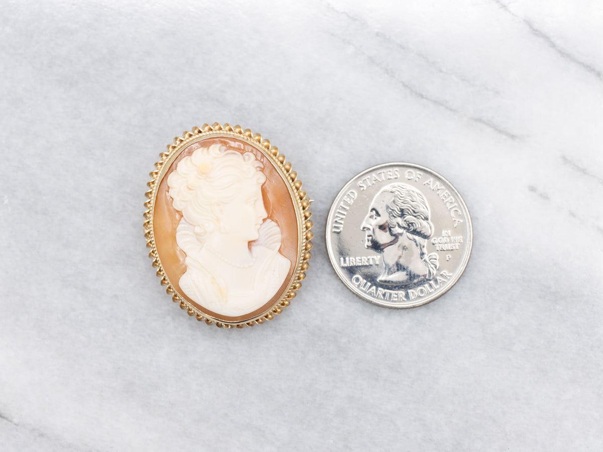 Vintage Gold Medieval Women Cameo Pin or Pendant