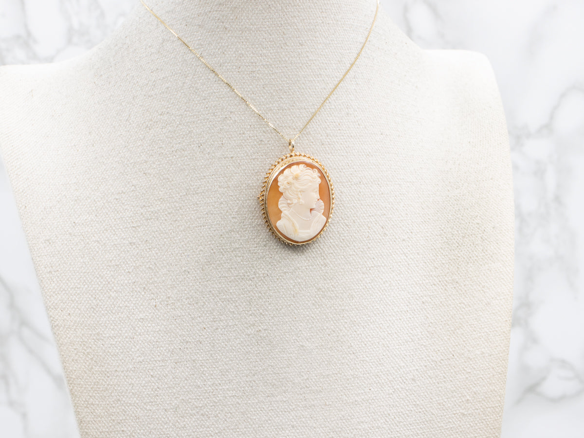 Vintage Gold Medieval Women Cameo Pin or Pendant