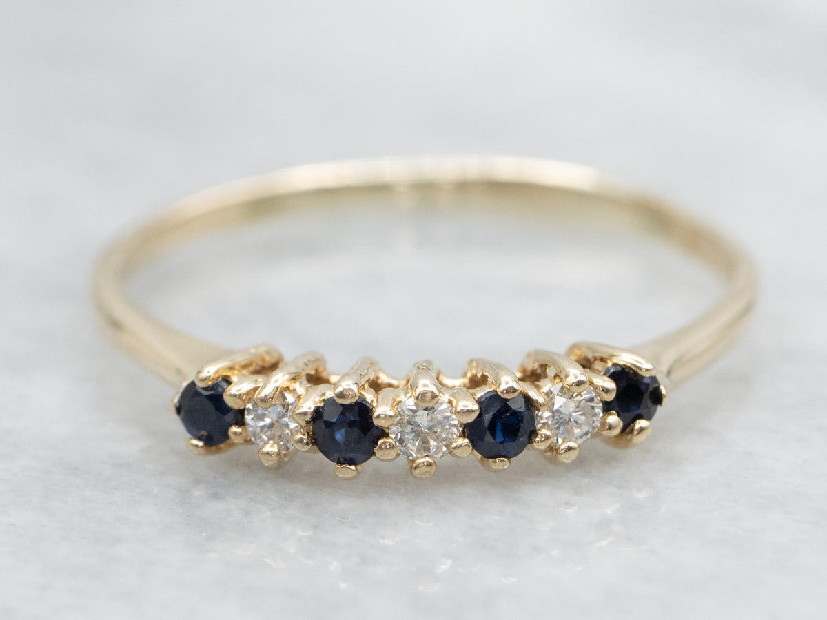 Yellow Gold Sapphire and Diamond Gemstone Band