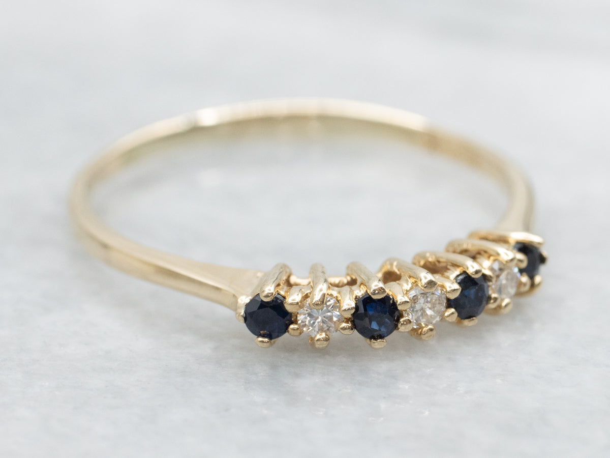 Yellow Gold Sapphire and Diamond Gemstone Band