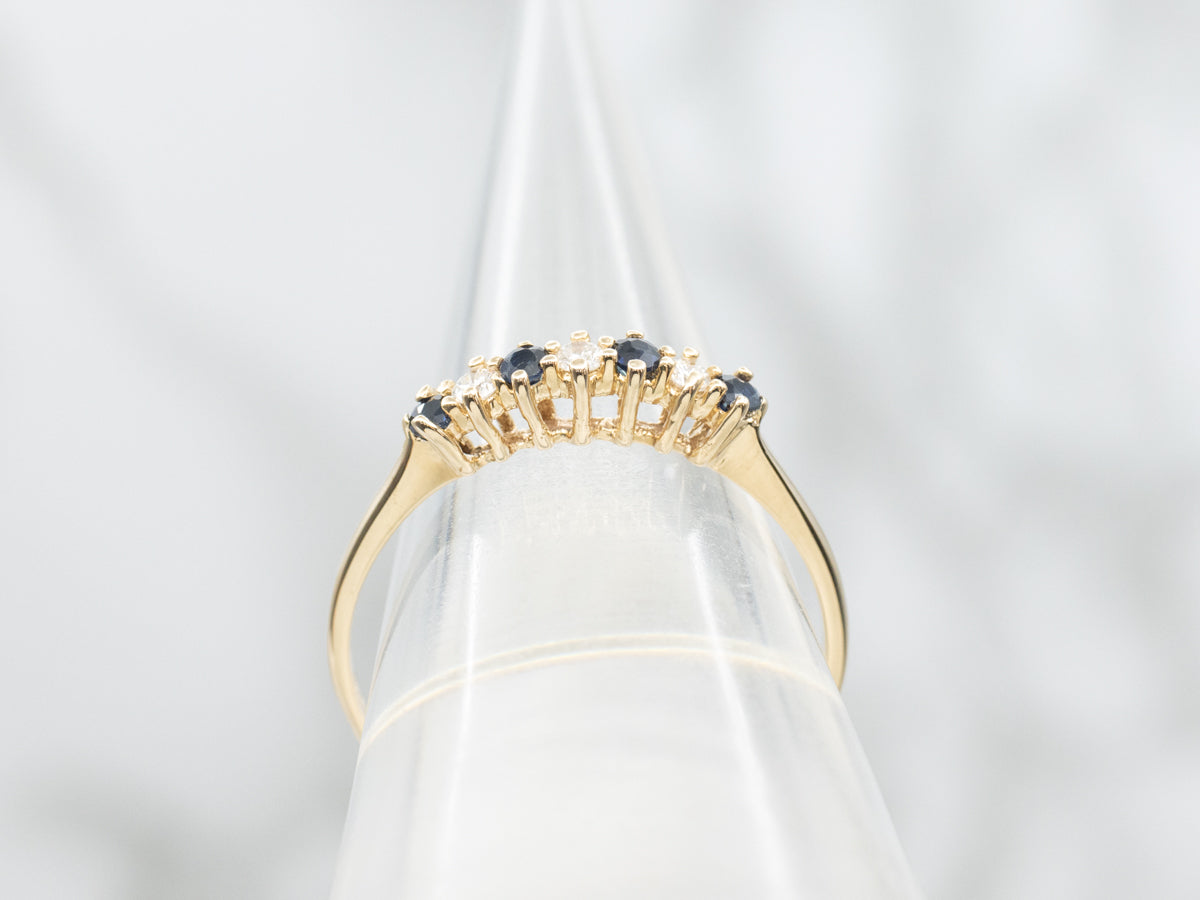 Yellow Gold Sapphire and Diamond Gemstone Band