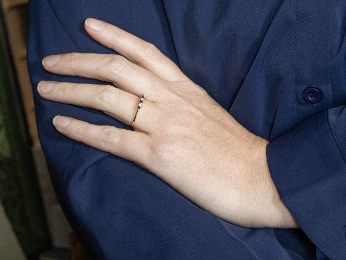 Yellow Gold Sapphire and Diamond Gemstone Band