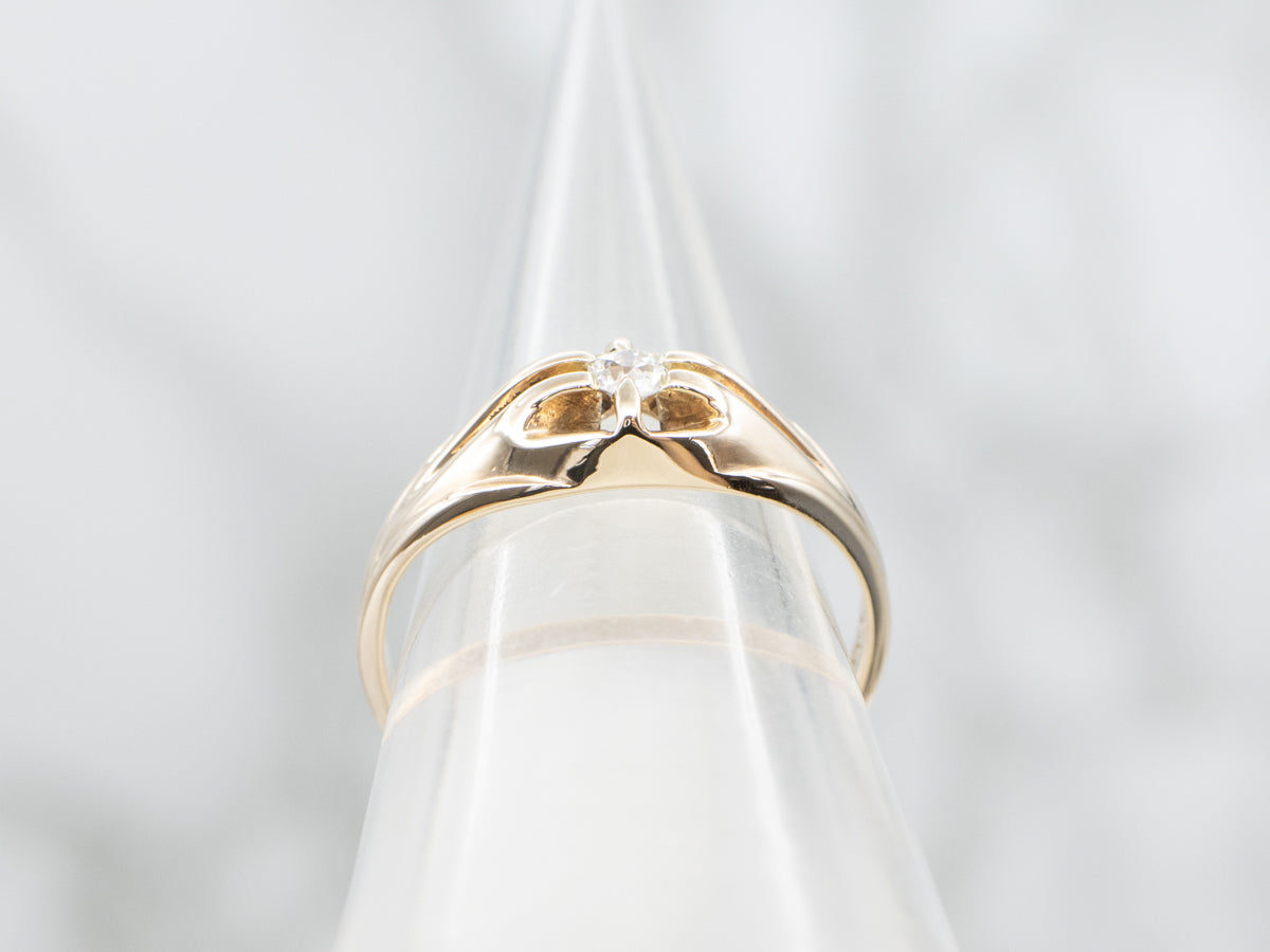 Belcher Set Old Mine Cut Diamond Engagement Ring