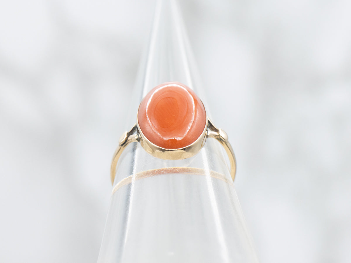 Vintage Gold Bezel-Set Coral Ring
