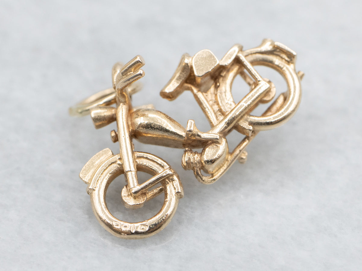 Vintage Gold Motorcycle Charm Pendant