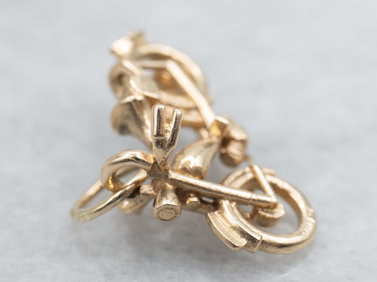 Vintage Gold Motorcycle Charm Pendant