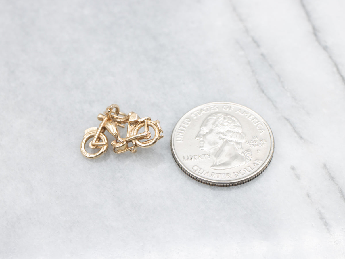 Vintage Gold Motorcycle Charm Pendant
