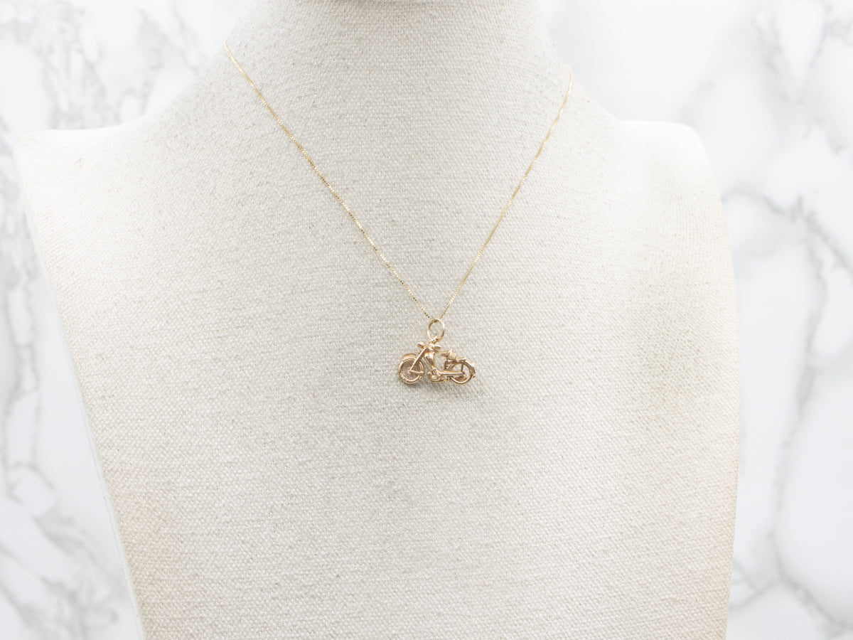 Vintage Gold Motorcycle Charm Pendant