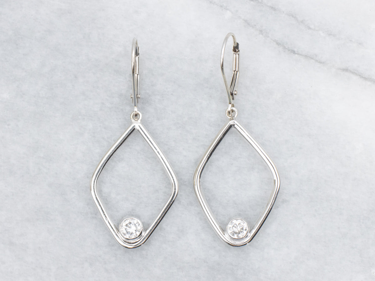 Modernist Bezel-Set Diamond Drop Earrings