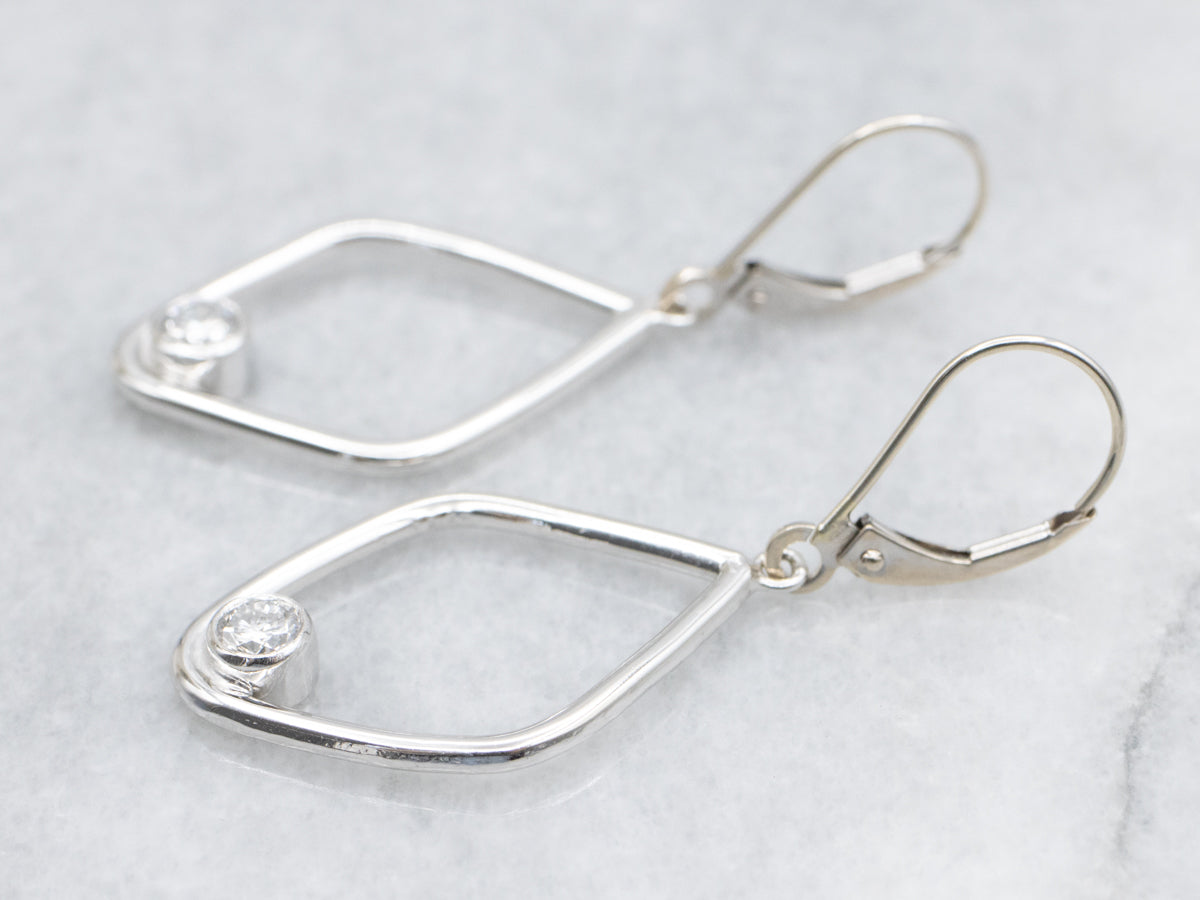 Modernist Bezel-Set Diamond Drop Earrings