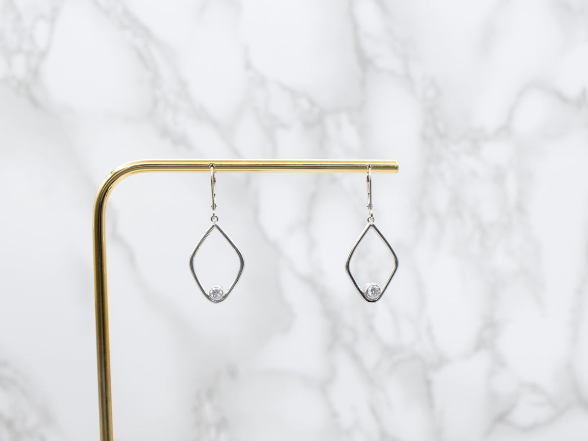 Modernist Bezel-Set Diamond Drop Earrings
