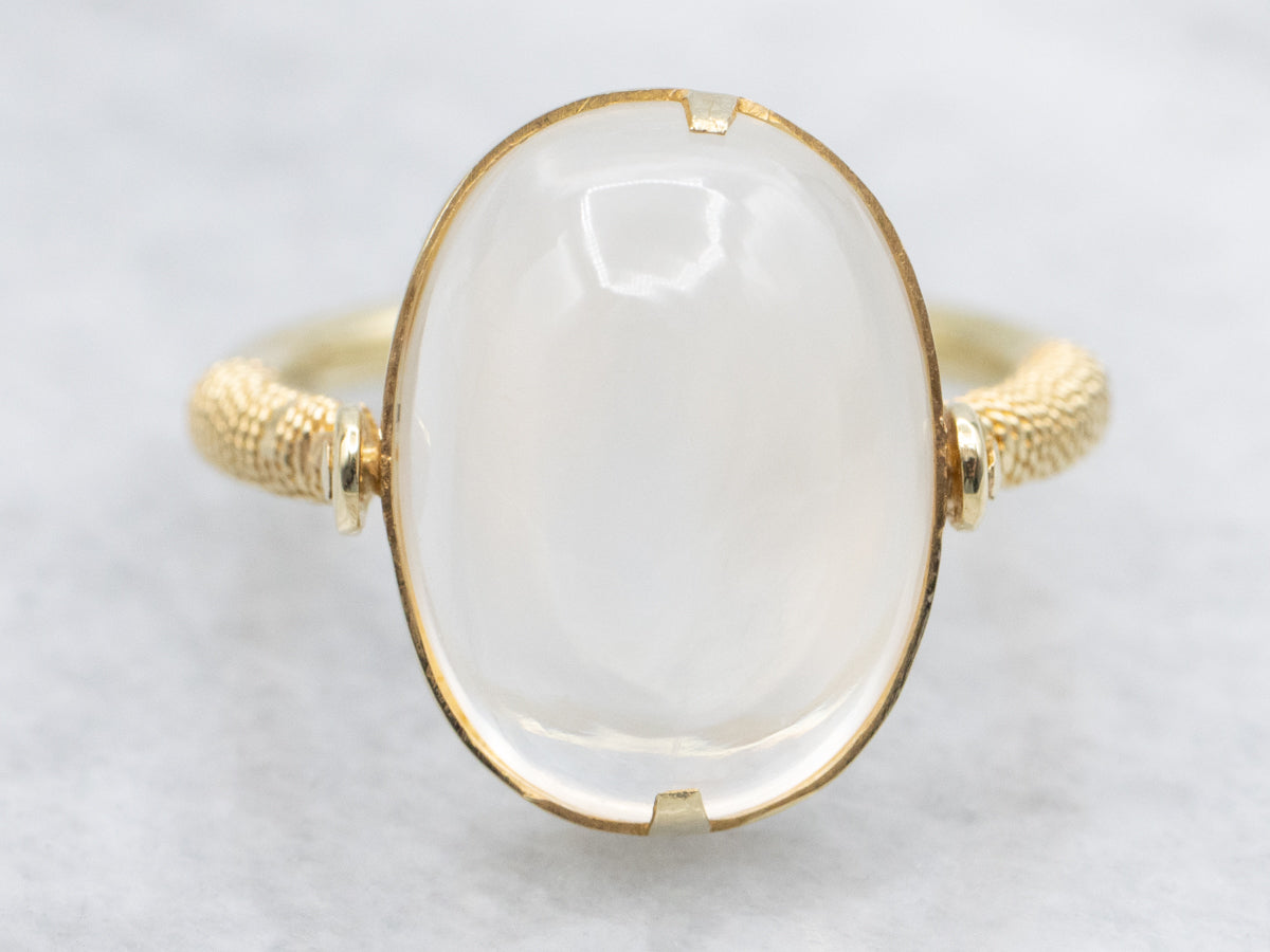 Vintage Bezel-Set Moonstone Gold Flip Ring