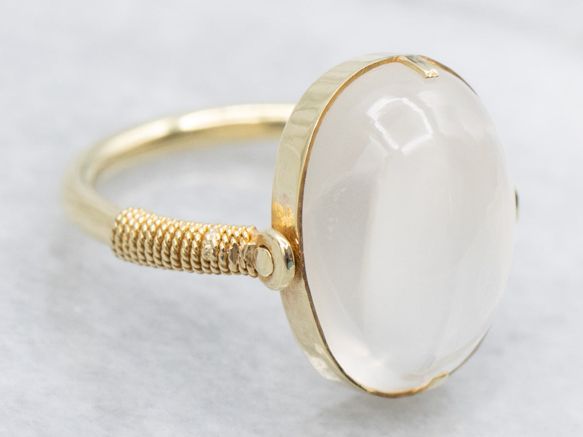 Vintage Bezel-Set Moonstone Gold Flip Ring